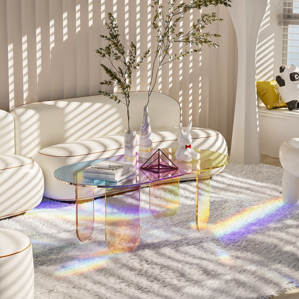 Shatterproof Iridescent Clear Acrylic Coffee Table
