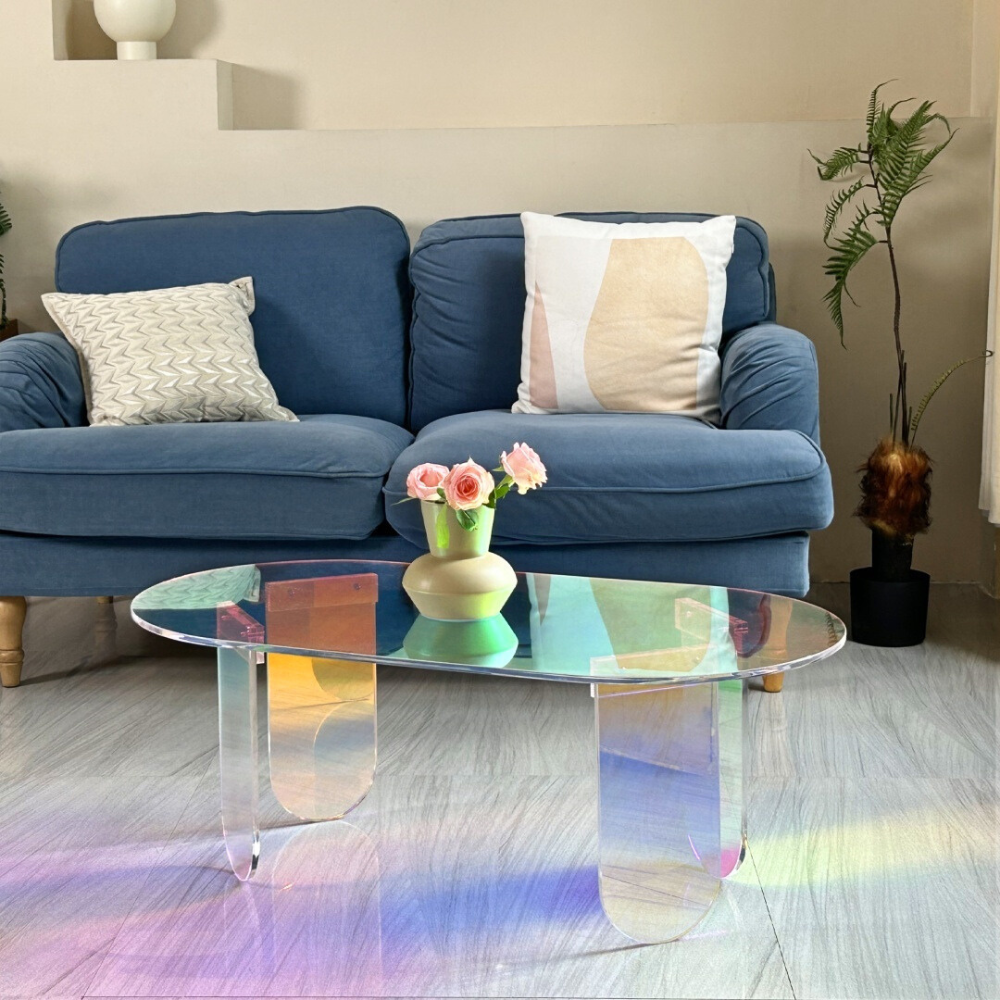 Shatterproof Iridescent Clear Acrylic Coffee Table