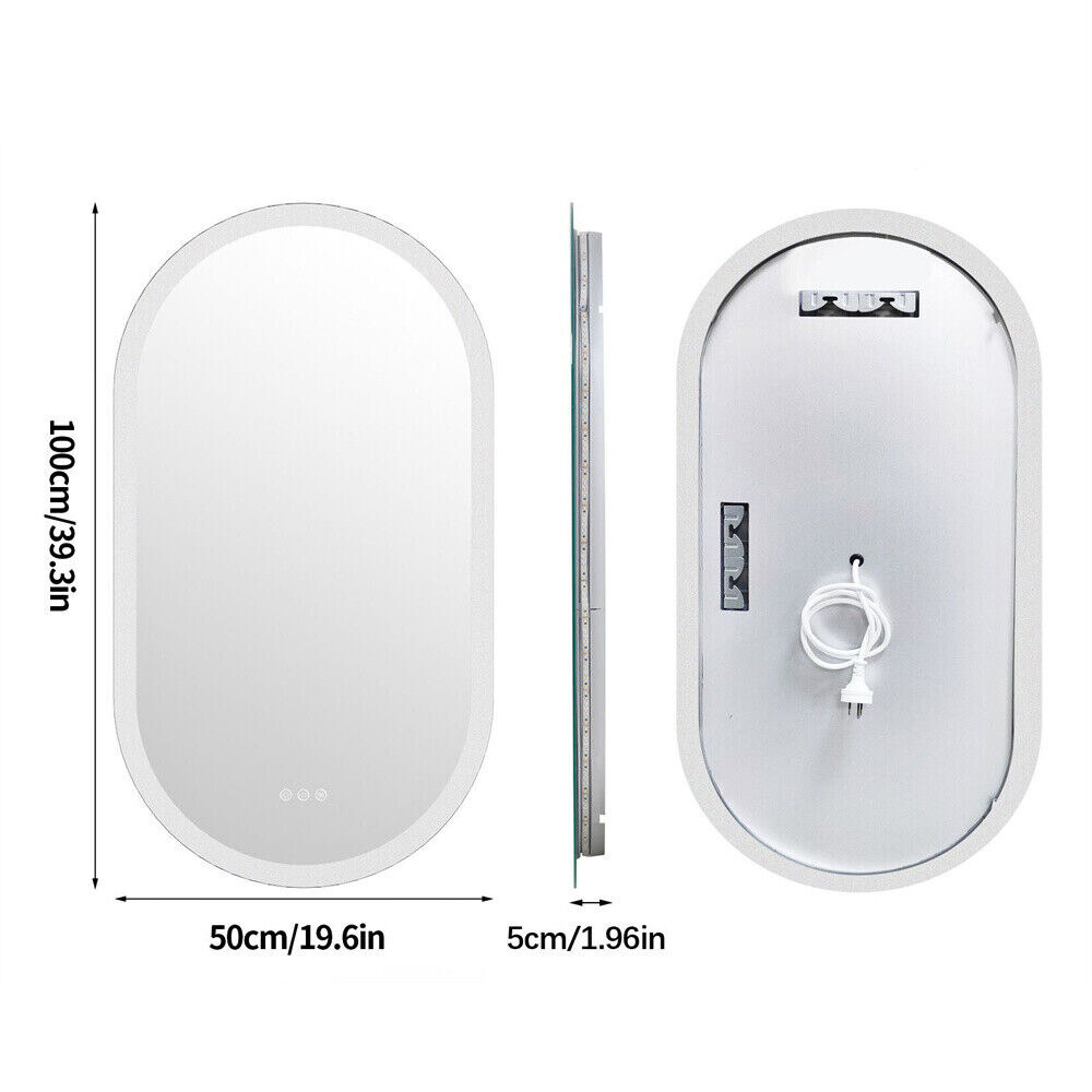 LED Backlit Bathroom Mirror - Touch Sensor, 3 Color Dimmable, Defog Function