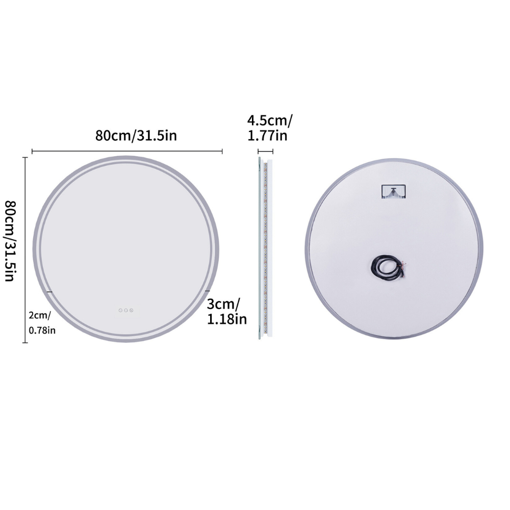 Dimmable and Anti-fog Touch Screen LED Light Mirror