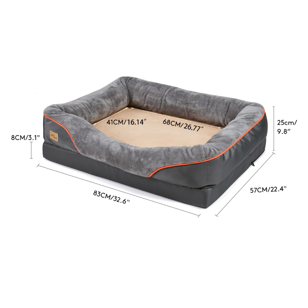 Removable and Washable Waterproof Large Dog Bed with Anti-Allergy Fleece Cover