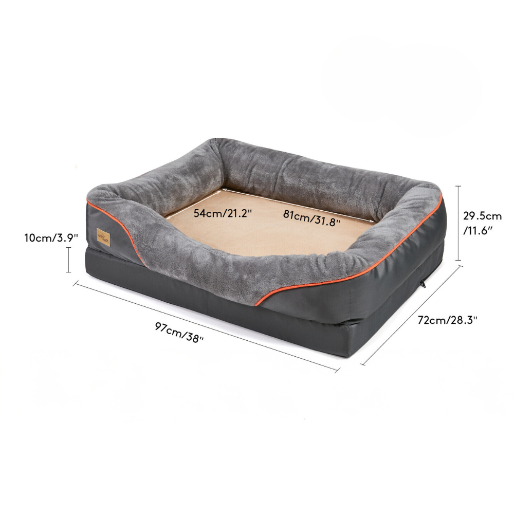 Removable and Washable Waterproof Large Dog Bed with Anti-Allergy Fleece Cover