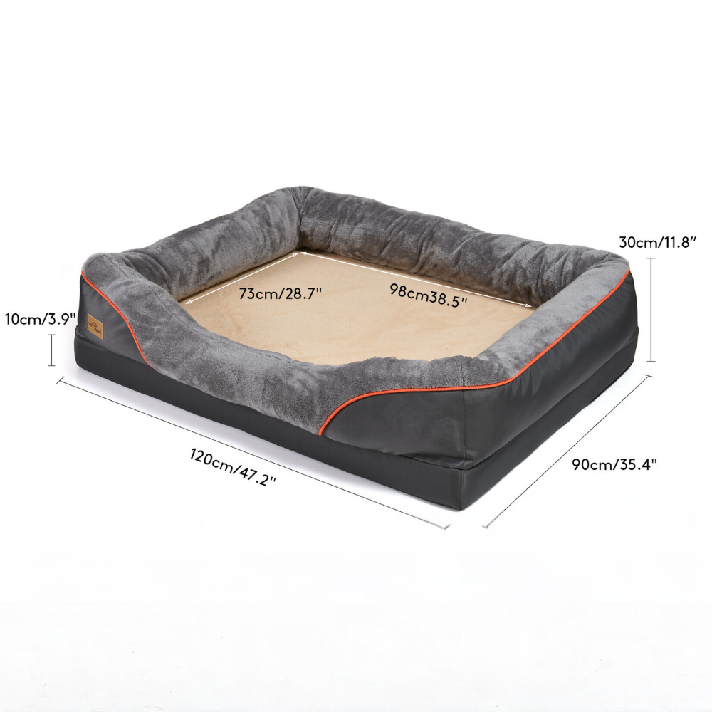 Removable and Washable Waterproof Large Dog Bed with Anti-Allergy Fleece Cover