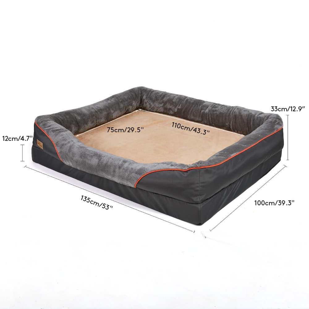 Removable and Washable Waterproof Large Dog Bed with Anti-Allergy Fleece Cover