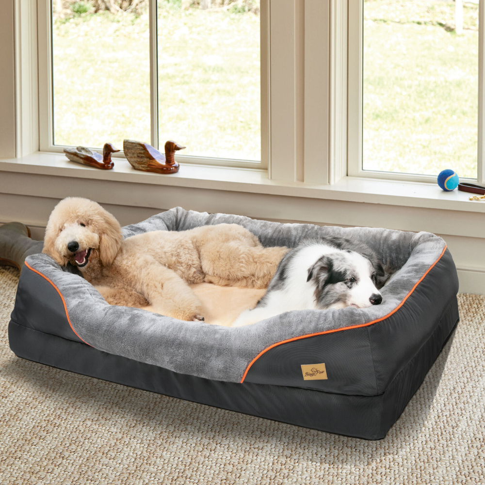 Removable and Washable Waterproof Large Dog Bed with Anti-Allergy Fleece Cover