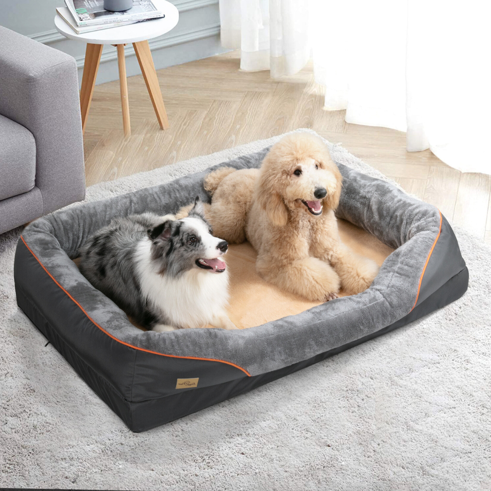 Removable and Washable Waterproof Large Dog Bed with Anti-Allergy Fleece Cover