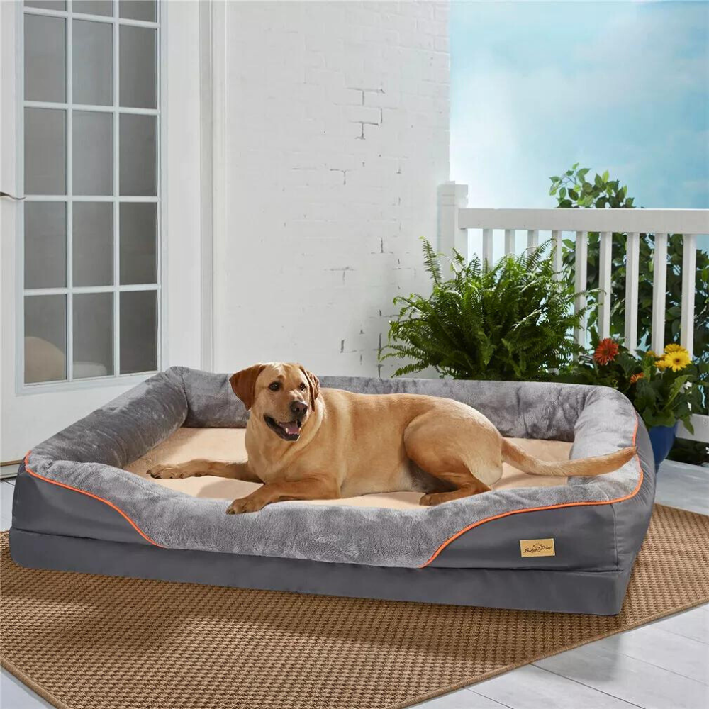 Removable and Washable Waterproof Large Dog Bed with Anti-Allergy Fleece Cover