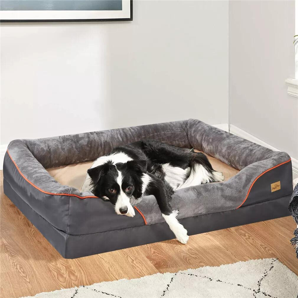 Removable and Washable Waterproof Large Dog Bed with Anti-Allergy Fleece Cover