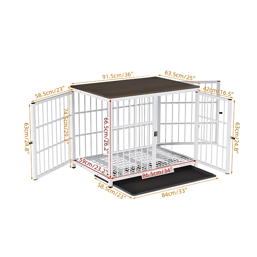3-Door Dog Furniture Style Dog Crate End Table Pet Kennel with Removable Tray