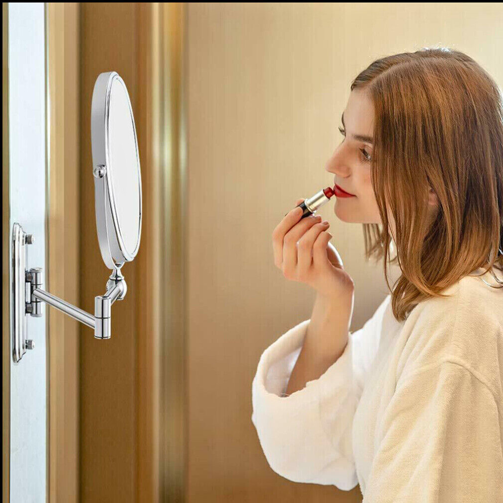 Double-Sided 5X/10X Magnifying Makeup Mirror with Swivel Arm for Optimal Viewing Angle
