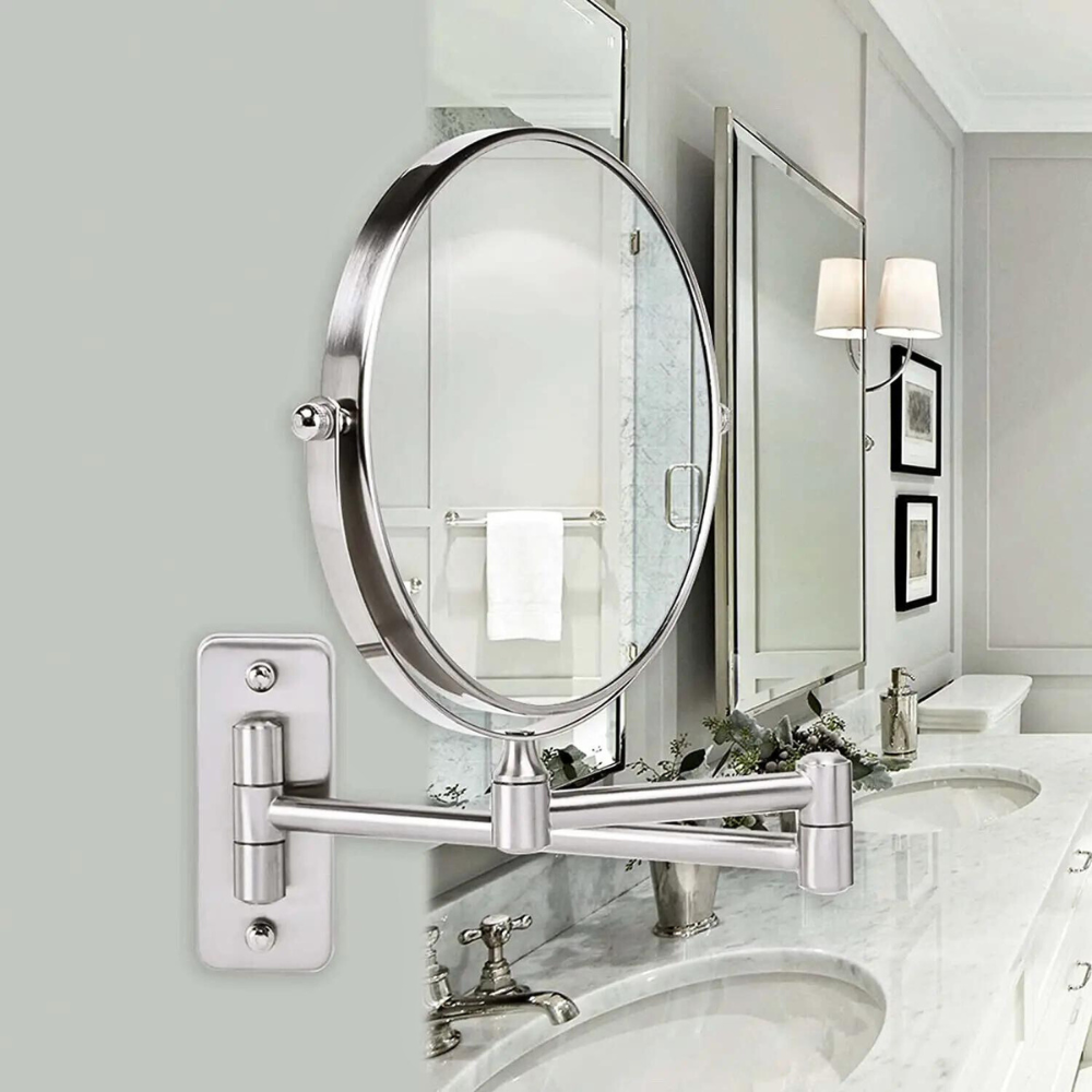 Double-Sided 5X/10X Magnifying Makeup Mirror with Swivel Arm for Optimal Viewing Angle