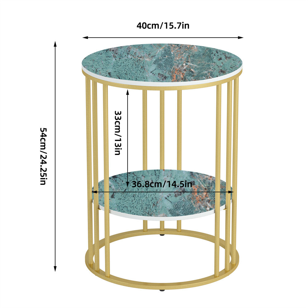 Stylish Two-Tier Modern Side Table with Metal Frame