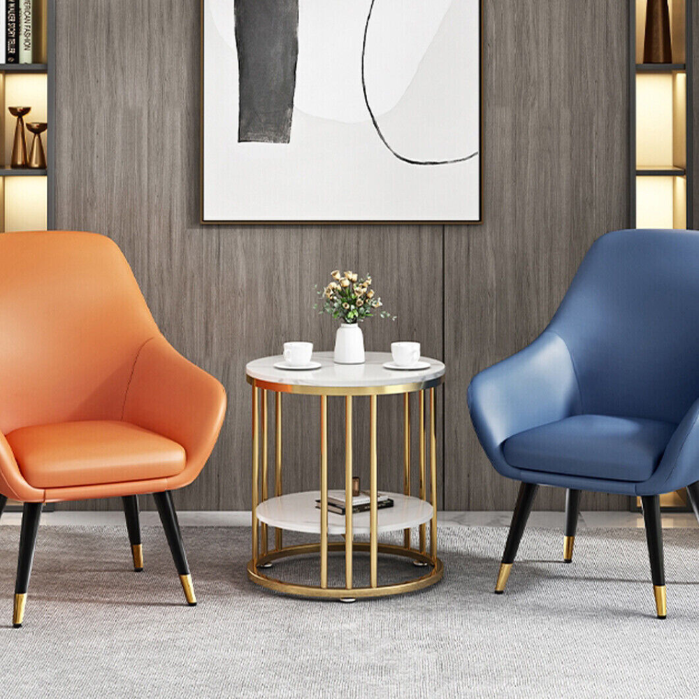 Stylish Two-Tier Modern Side Table with Metal Frame