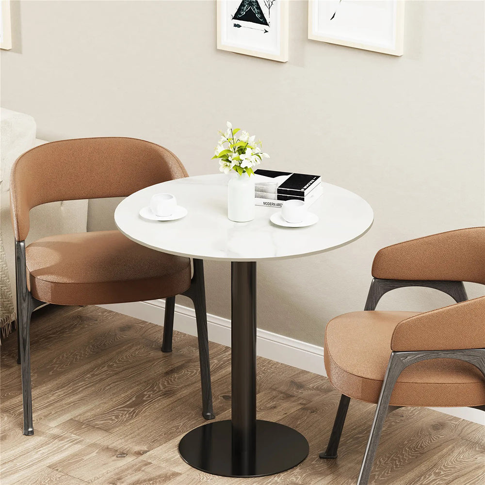 High Bistro Pub Table Round Bar Metal Base Sintered Stone Top Table