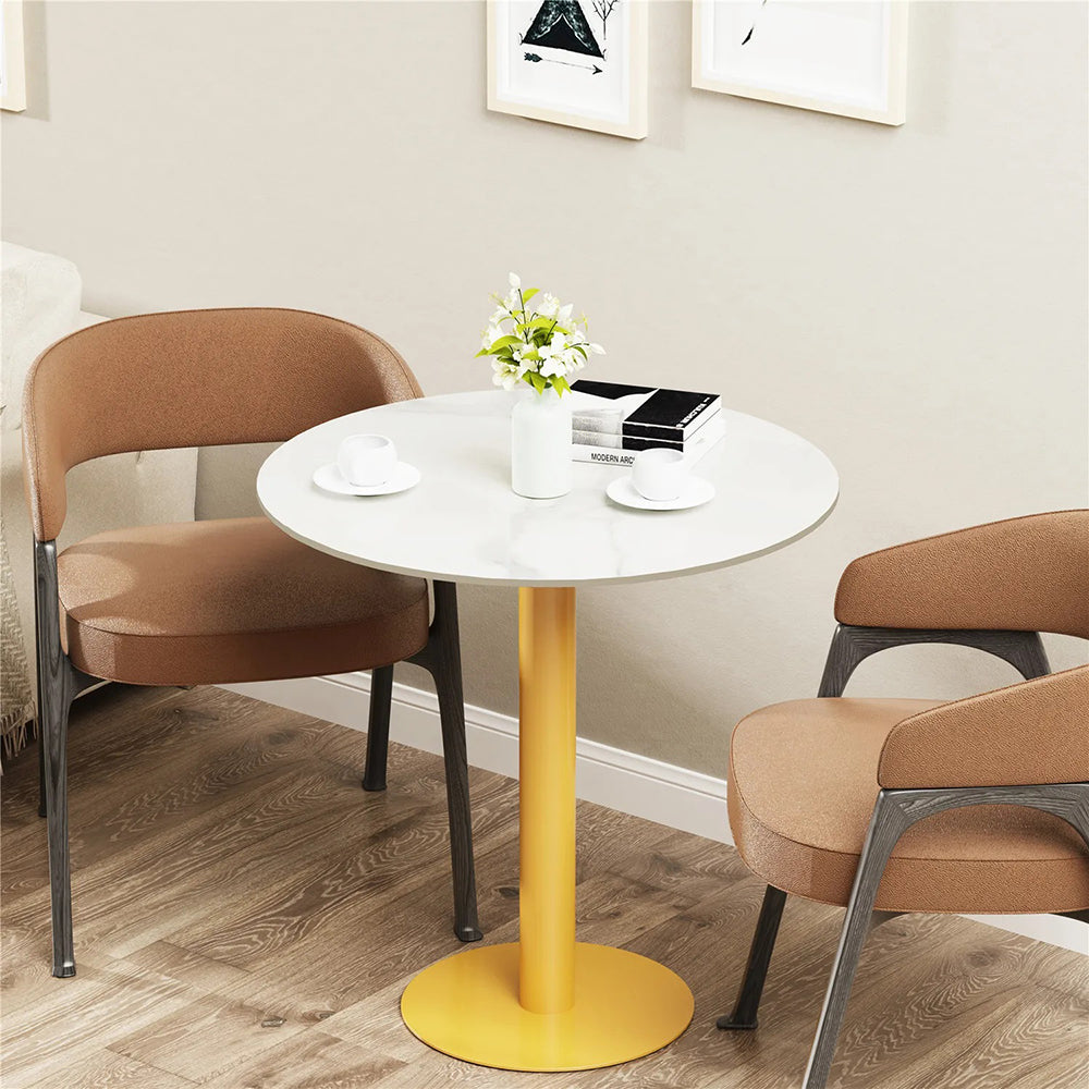 High Bistro Pub Table Round Bar Metal Base Sintered Stone Top Table