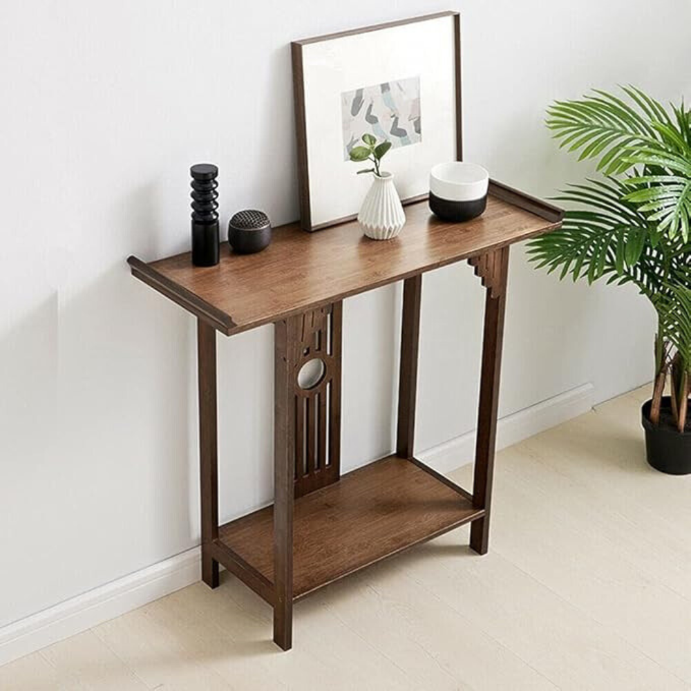 Vintage Wood Console Table with Drawer for Entryway or Living Room