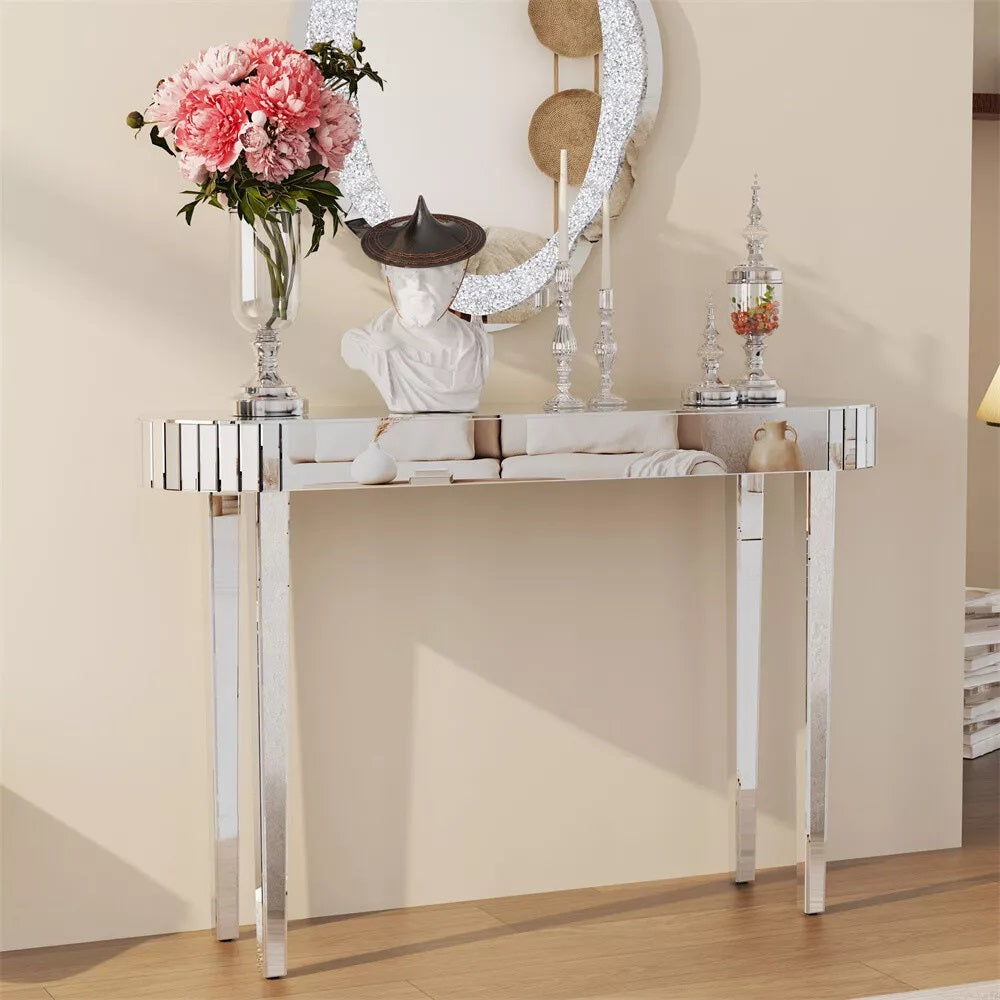 High-end Console Table Mirrored Vanity Makeup Desk Entryway Table