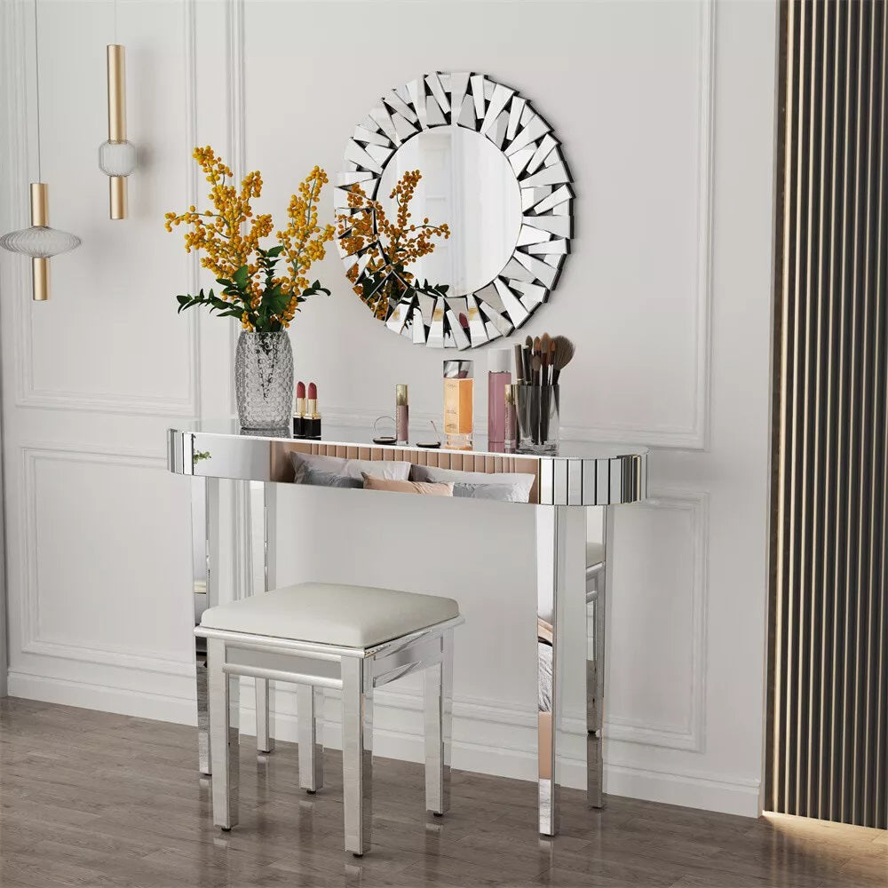 High-end Console Table Mirrored Vanity Makeup Desk Entryway Table