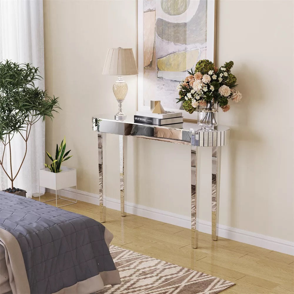 High-end Console Table Mirrored Vanity Makeup Desk Entryway Table