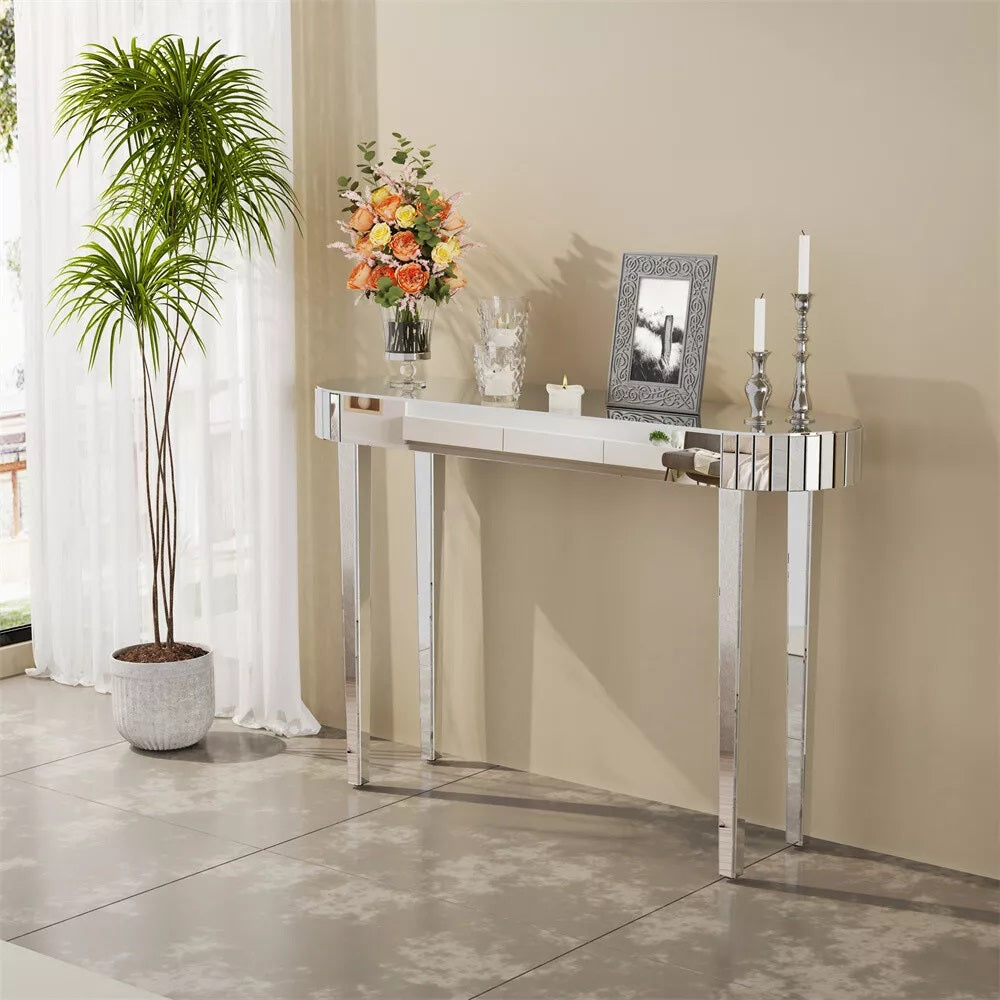High-end Console Table Mirrored Vanity Makeup Desk Entryway Table
