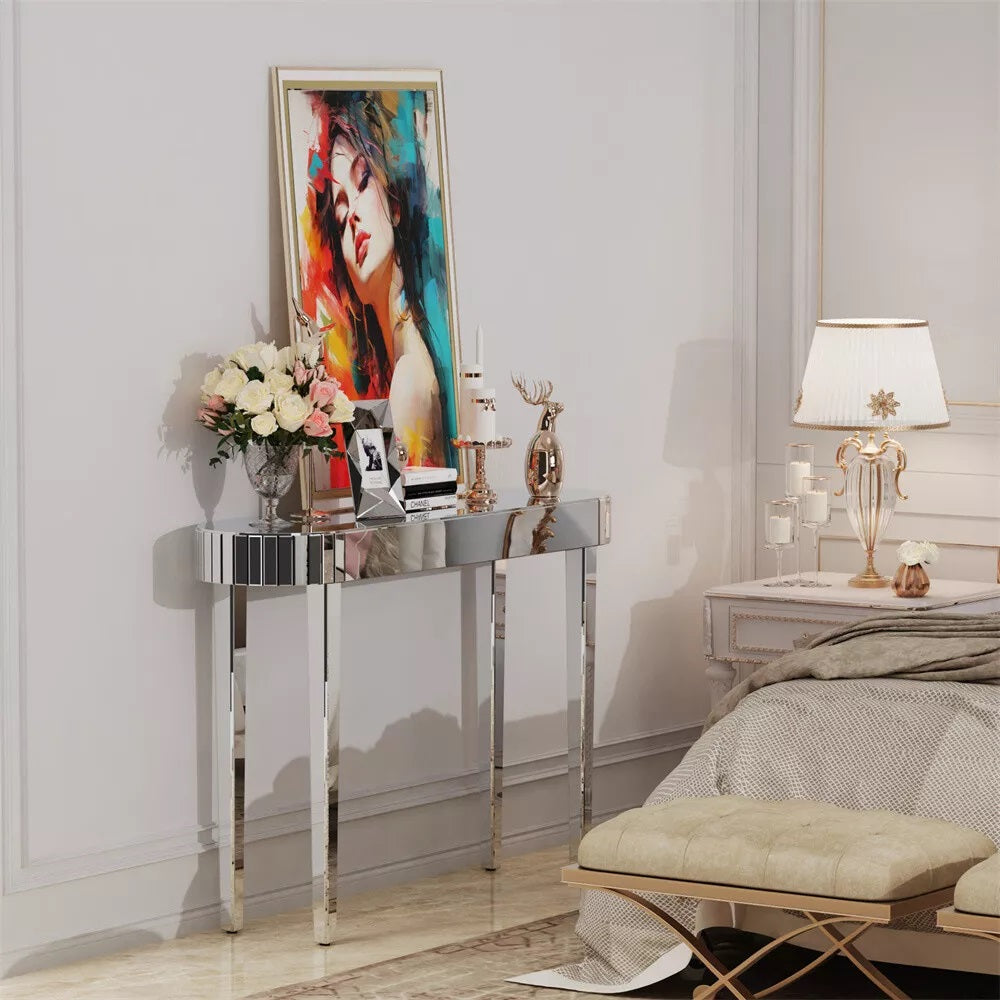 High-end Console Table Mirrored Vanity Makeup Desk Entryway Table