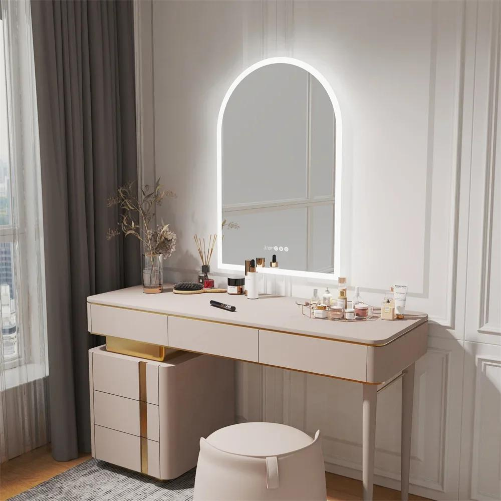 Chic Backlit Bathroom Vanity Mirror with Time and Temperature Display