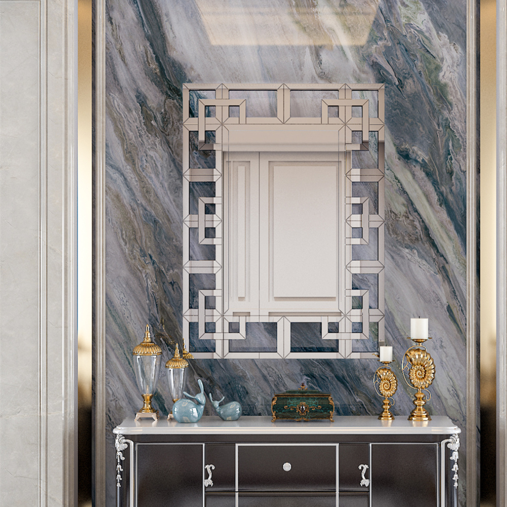 Decor Art Wall Mirror Living Room Bathroom Vanity Mirror Silver