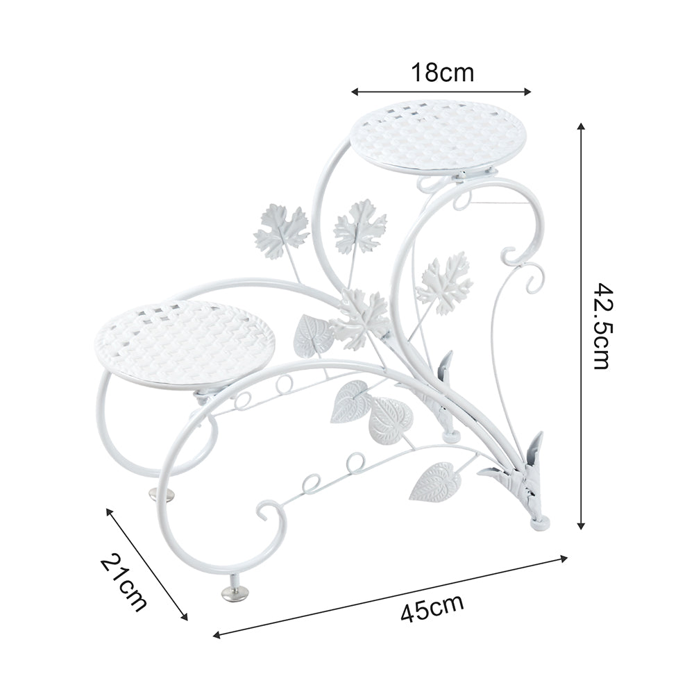 Set of 2 Heavy Duty Metal Round Plant Stand Rustproof Flower Pot Display Holder