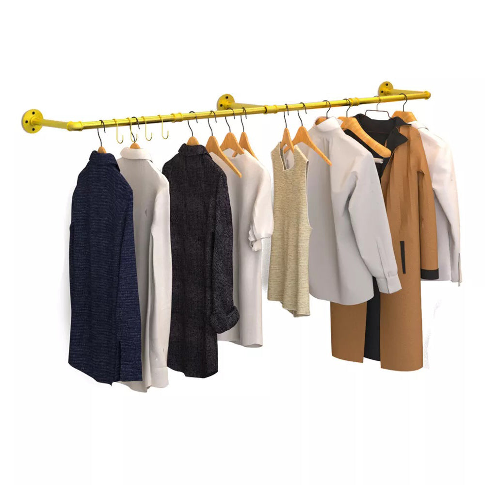 Wall Mounted Iron Clothing Storage Hanger Rod - Gold