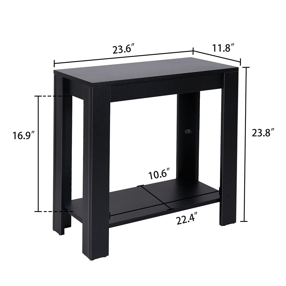 Narrow Sofa Side Table with 2-Tier Open Storage Spaces