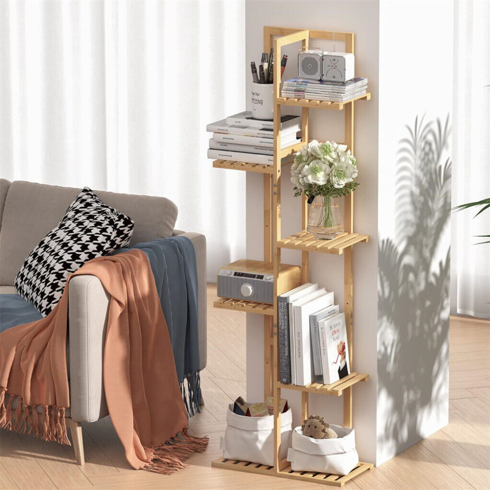 5/6 Pot Vertically Bamboo Flower Shelf Rack Pots Display Corner Shelving