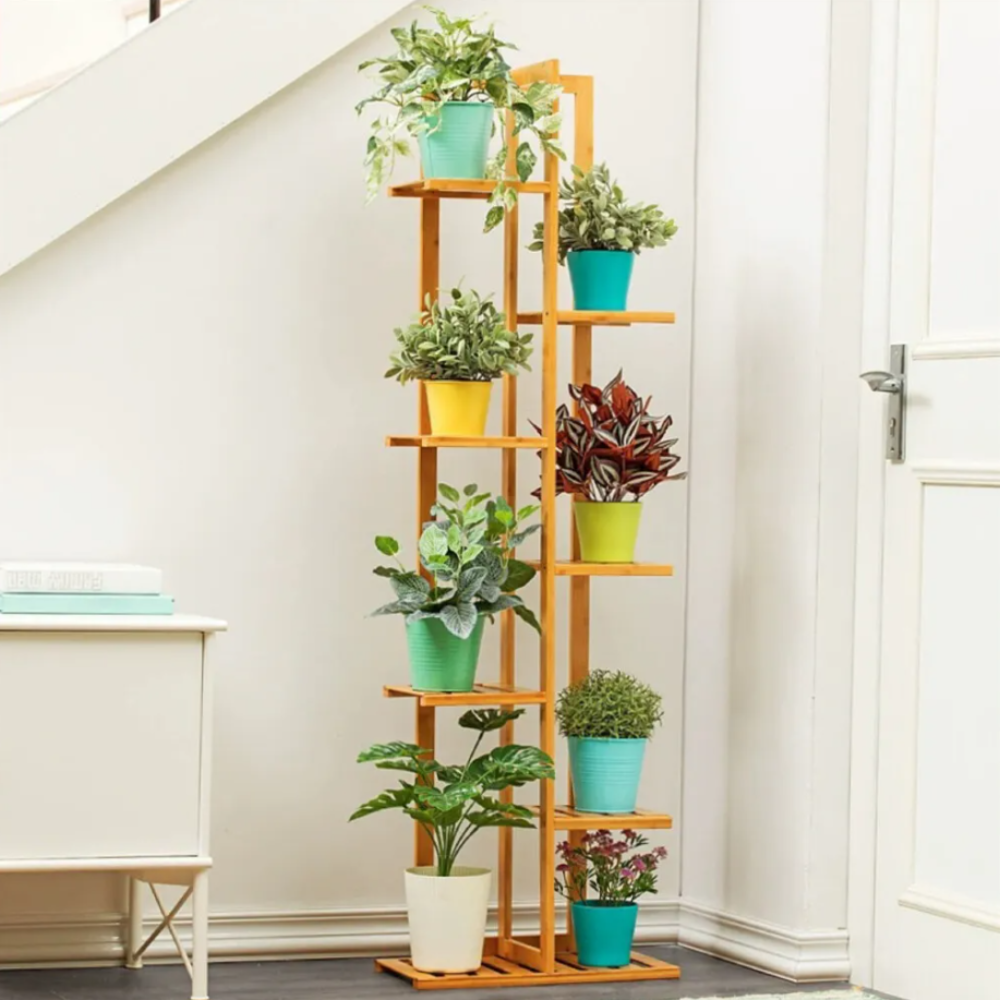 5/6 Pot Vertically Bamboo Flower Shelf Rack Pots Display Corner Shelving