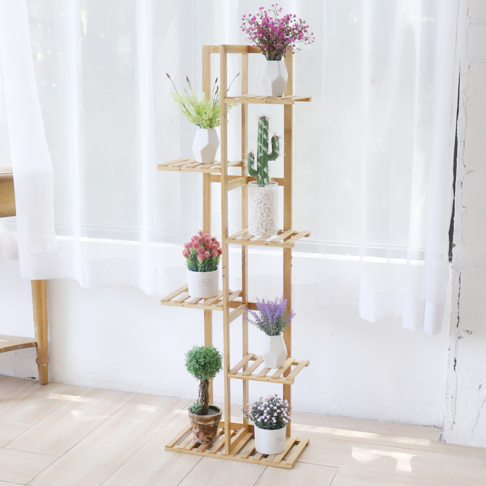 5/6 Pot Vertically Bamboo Flower Shelf Rack Pots Display Corner Shelving