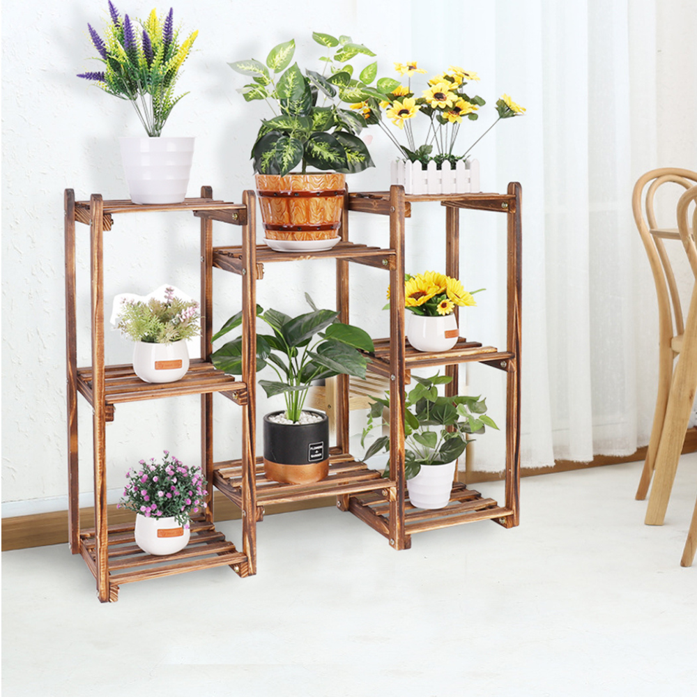 8-Tier Bamboo Plant Stand for Indoor and Outdoor Displays