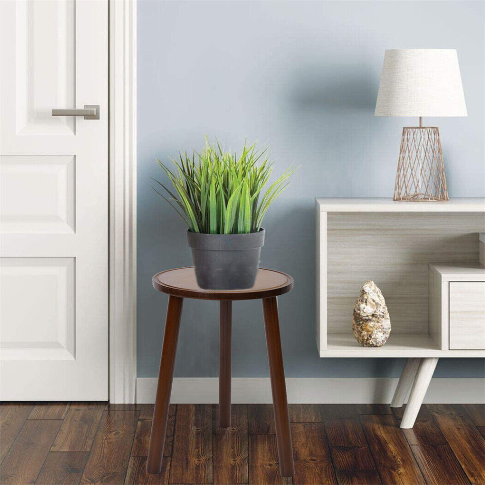 2PCS Small Side Table Round Wood Plant Stand Flower Pots