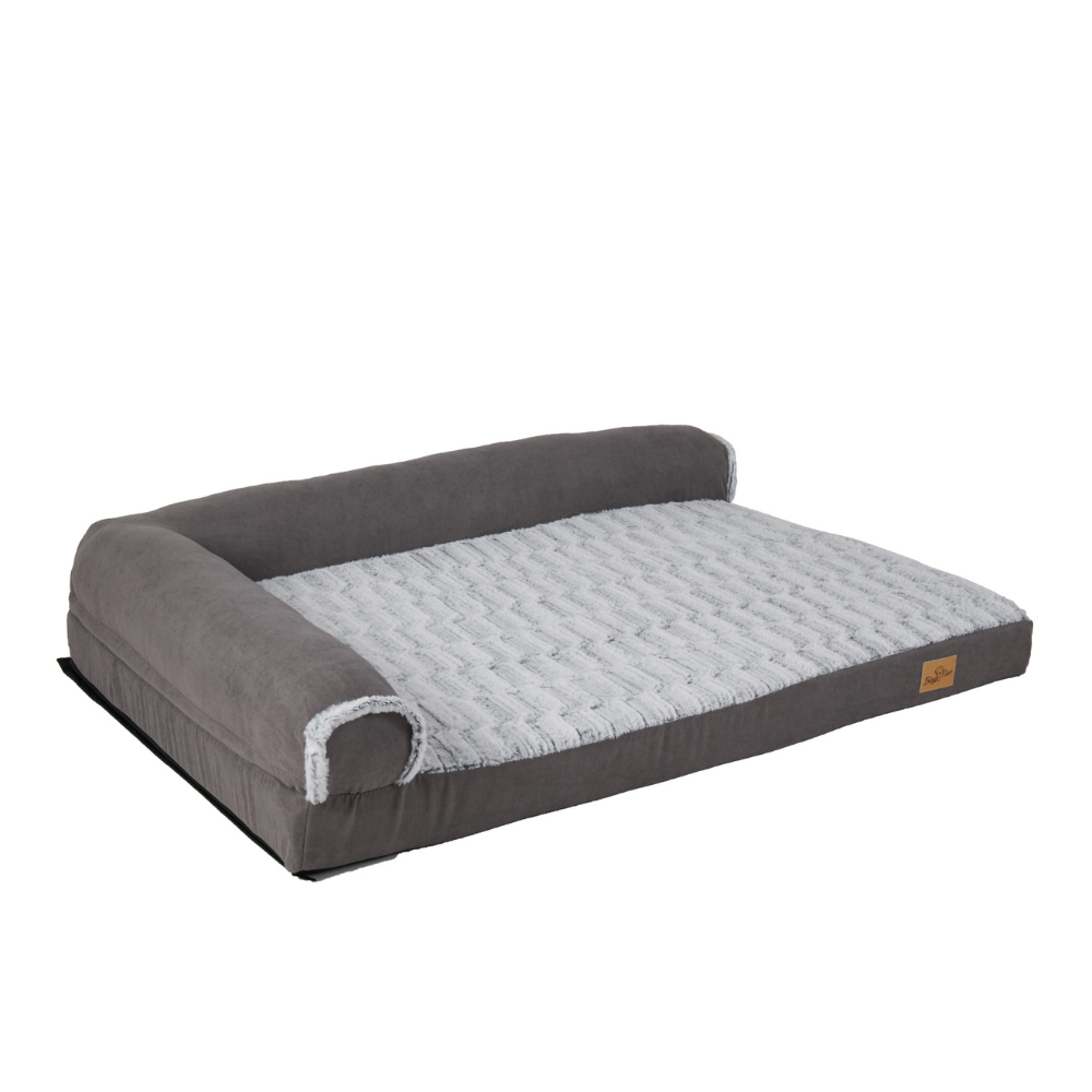 L-shape Pet Calming Bed Chaise Sofa Kennel Mat with Removable Plush Cover
