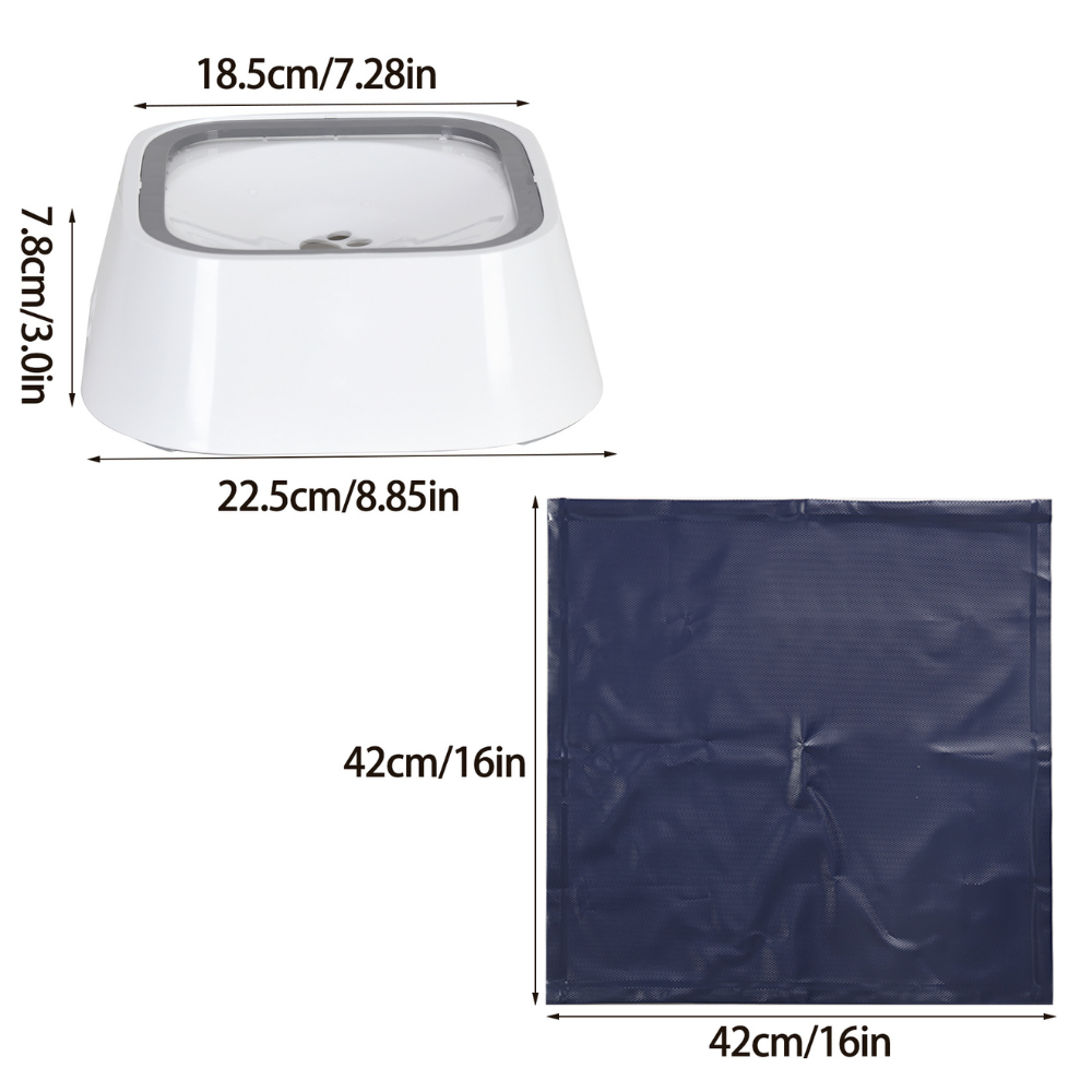 Floating Pet Water Bowl with Waterproof Mat