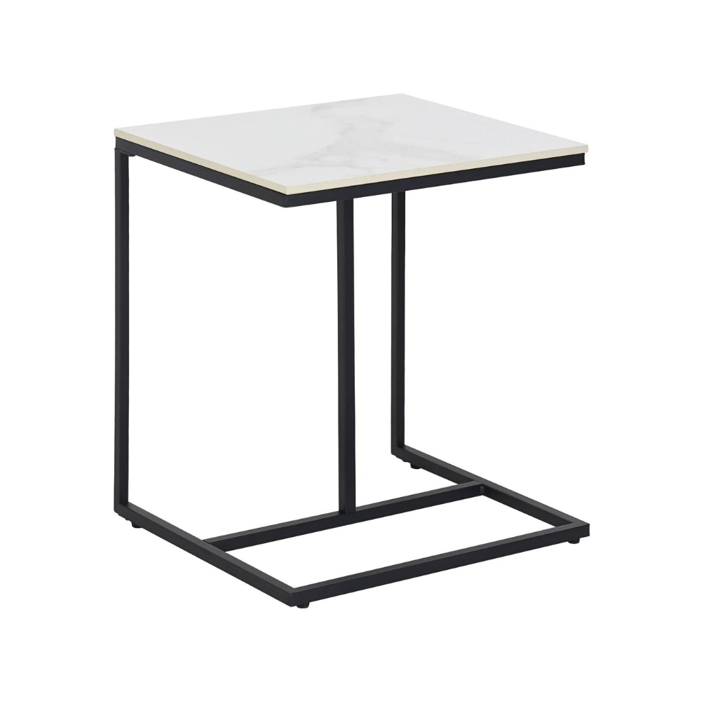 Marble Coffee Table Sofa Side End Table C Shape Bedside Laptop Table