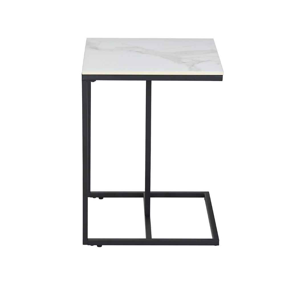 Marble Coffee Table Sofa Side End Table C Shape Bedside Laptop Table