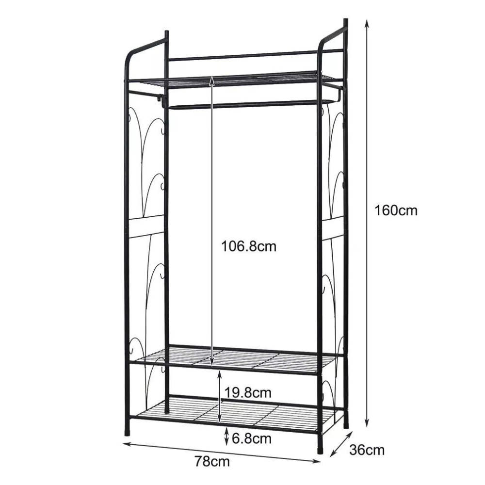 Heavy Duty Coat Clothes Rack Hanger Metal Garment Organizer