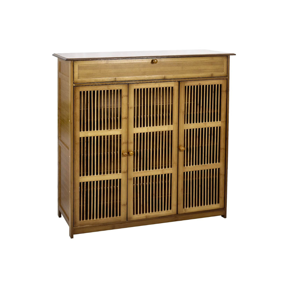 4-Tier Bamboo Entryway Storage Cabinet Closet Vintage Shoes Rack