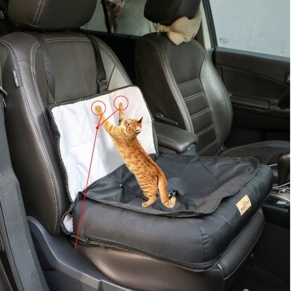 Car Seat Bed Waterproof Pet Cushion Mat with Removable Cover and Safety Belt