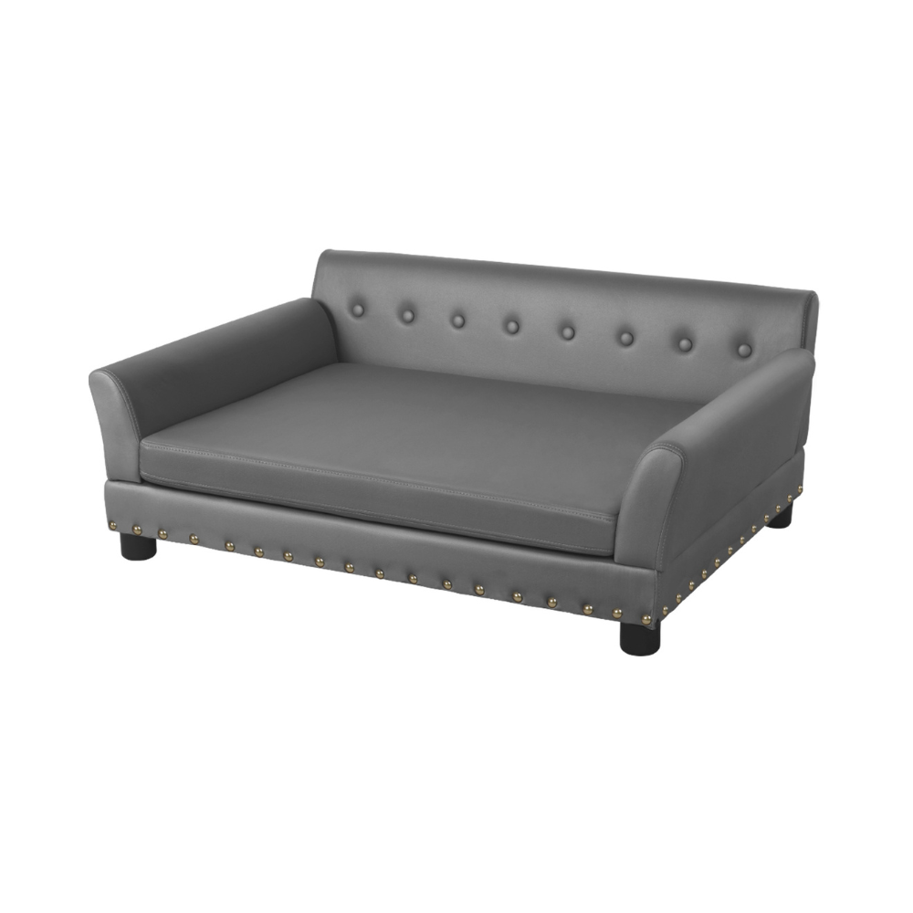 Luxurious Elevated Dog Bed Sofa with Microfiber Leather Cover