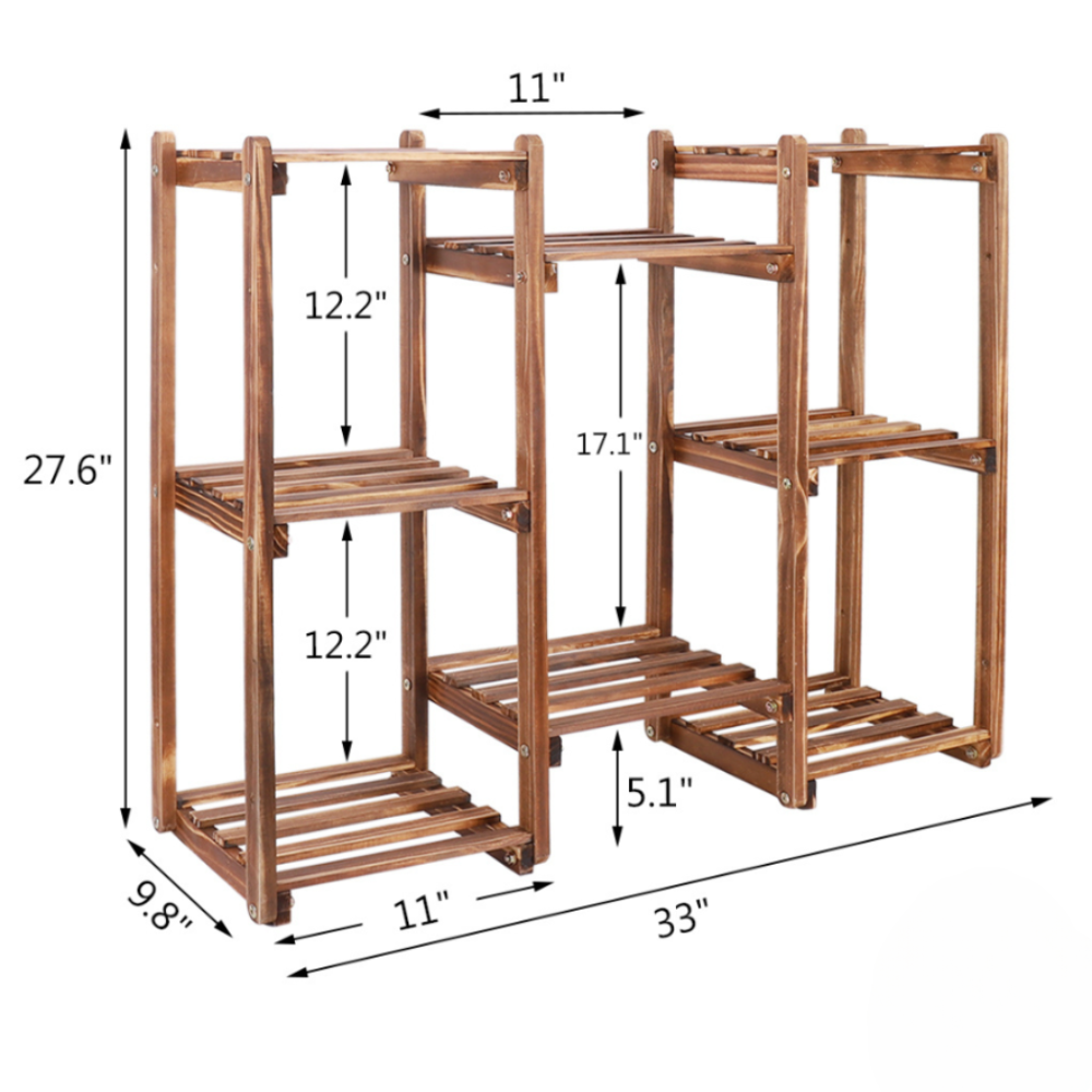 8-Tier Bamboo Plant Stand for Indoor and Outdoor Displays