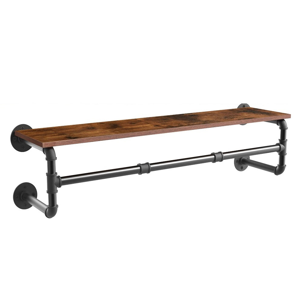 Industrial Pipe Clothes Rack with Top Shelf Coat Hanger