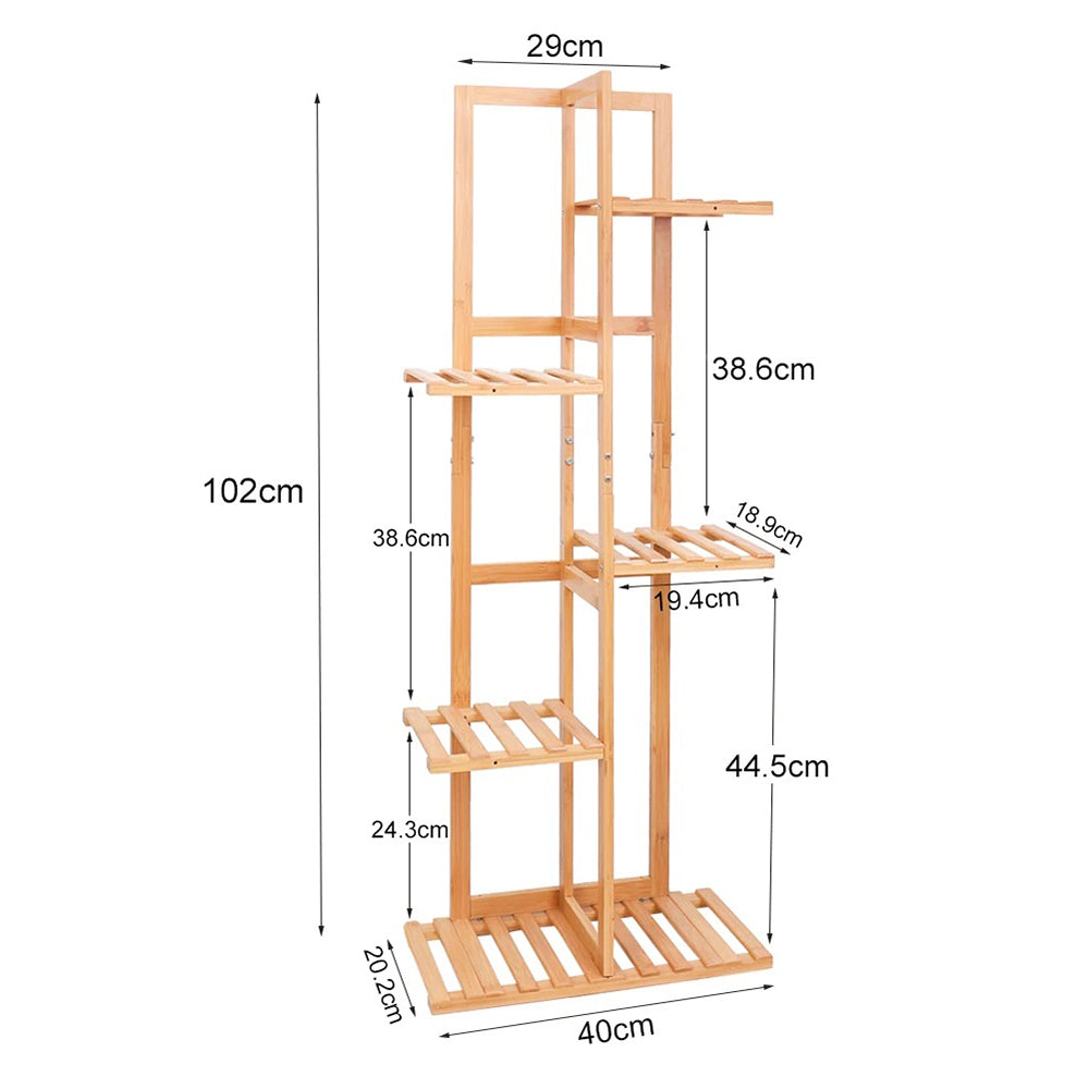 5/6 Pot Vertically Bamboo Flower Shelf Rack Pots Display Corner Shelving