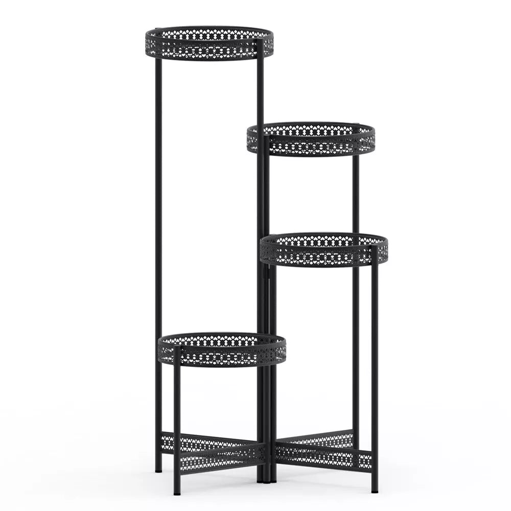 4 Tier Metal Flower Pot Rack Corner Shelving Storage Shelf
