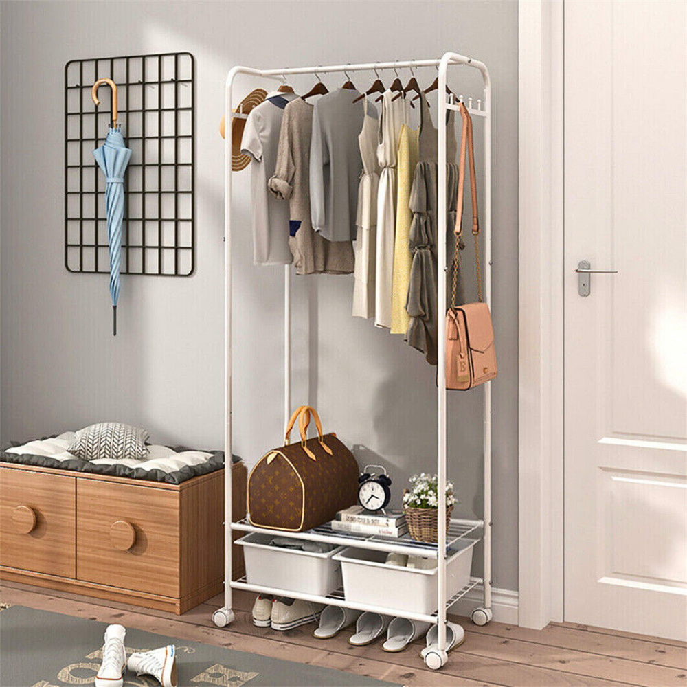 Heavy Duty Industrial Pipe Clothes Rack with Wheels
