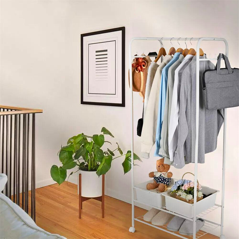 Heavy Duty Industrial Pipe Clothes Rack with Wheels