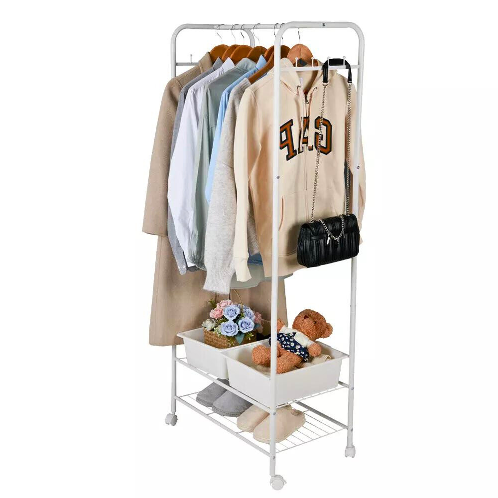 Heavy Duty Industrial Pipe Clothes Rack with Wheels